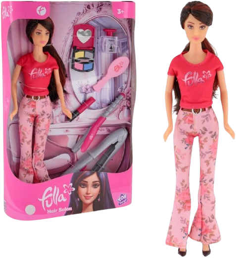 Hair Salon Doll Set with Comb, Lipstick, Perfume, Eyeshadow and Hair Clip
