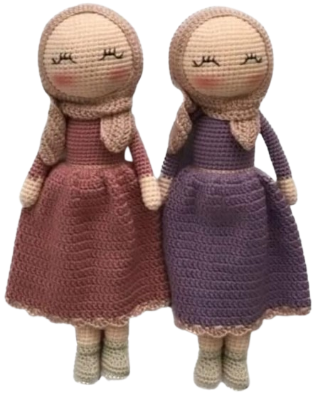 2 PCS Hijab Doll, Amigurumi Muslim