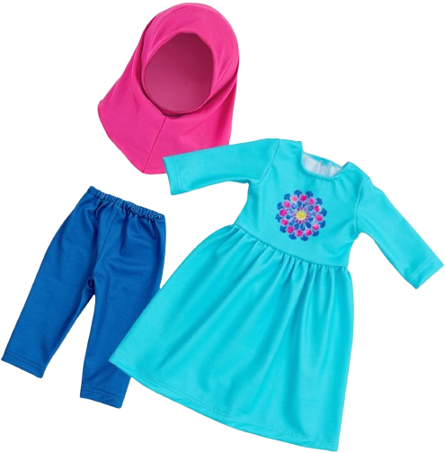 Muslims Dress Hijab Colorful Outfit for 18 Inch Girl Dolls by Fulla